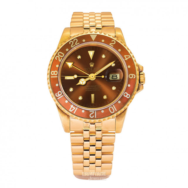 Pre-Owned Rolex GMT-Master II 16758 18kt Yellow Gold 40 mm Luminous Dots & Index On Gold